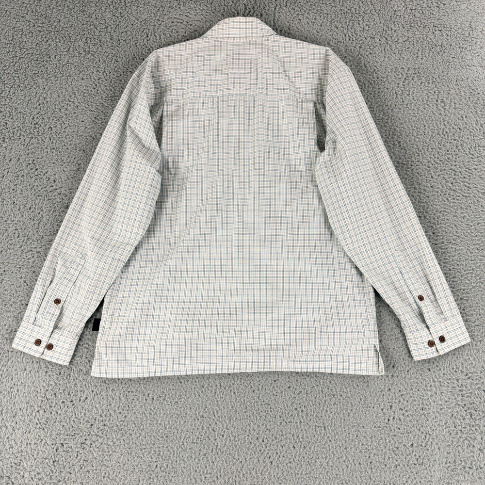 Patagonia Plaid Button Down Shirt Men Medium Blue Tan Long Sleeve Organic Cotton - Picture 10 of 13